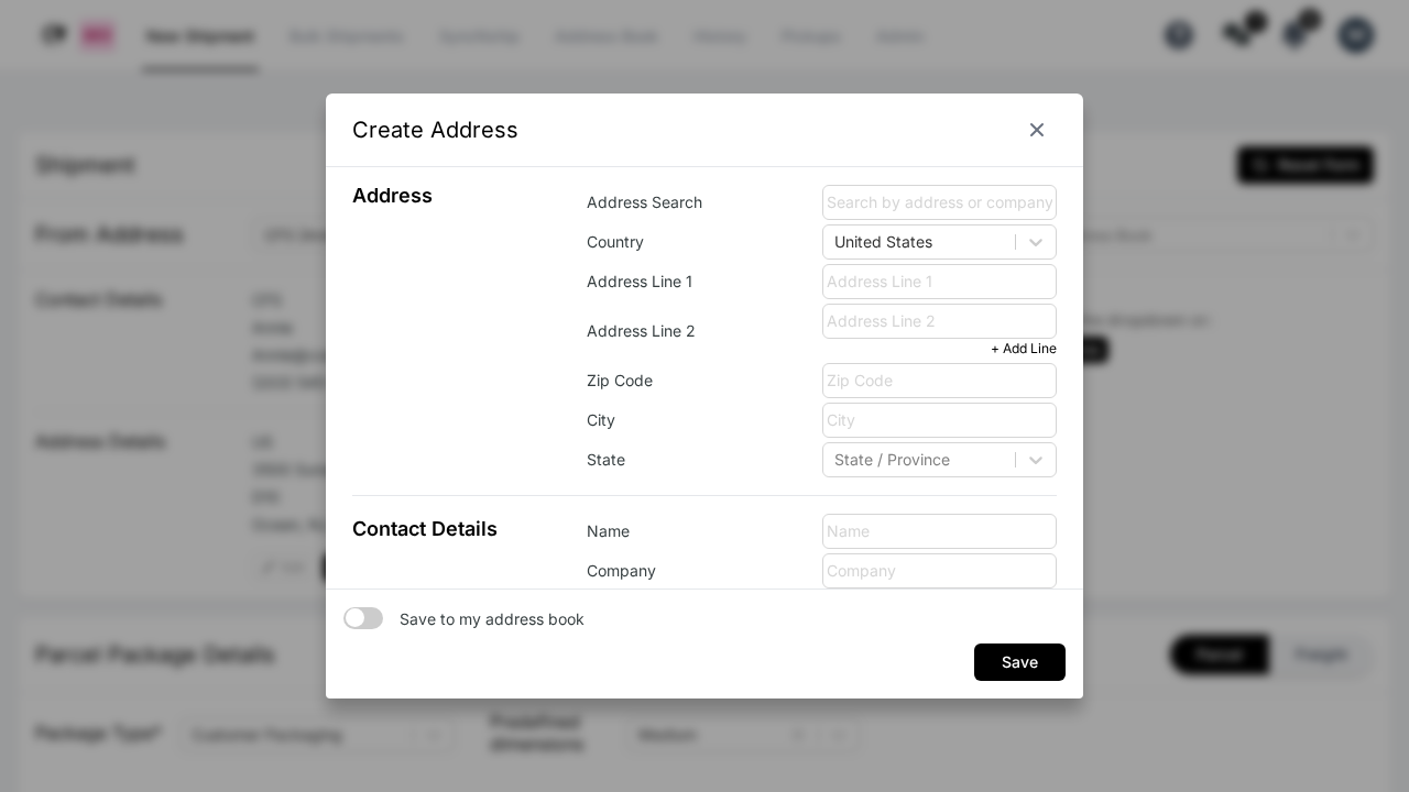 Kadima Create Address dialog for custom To Address entry