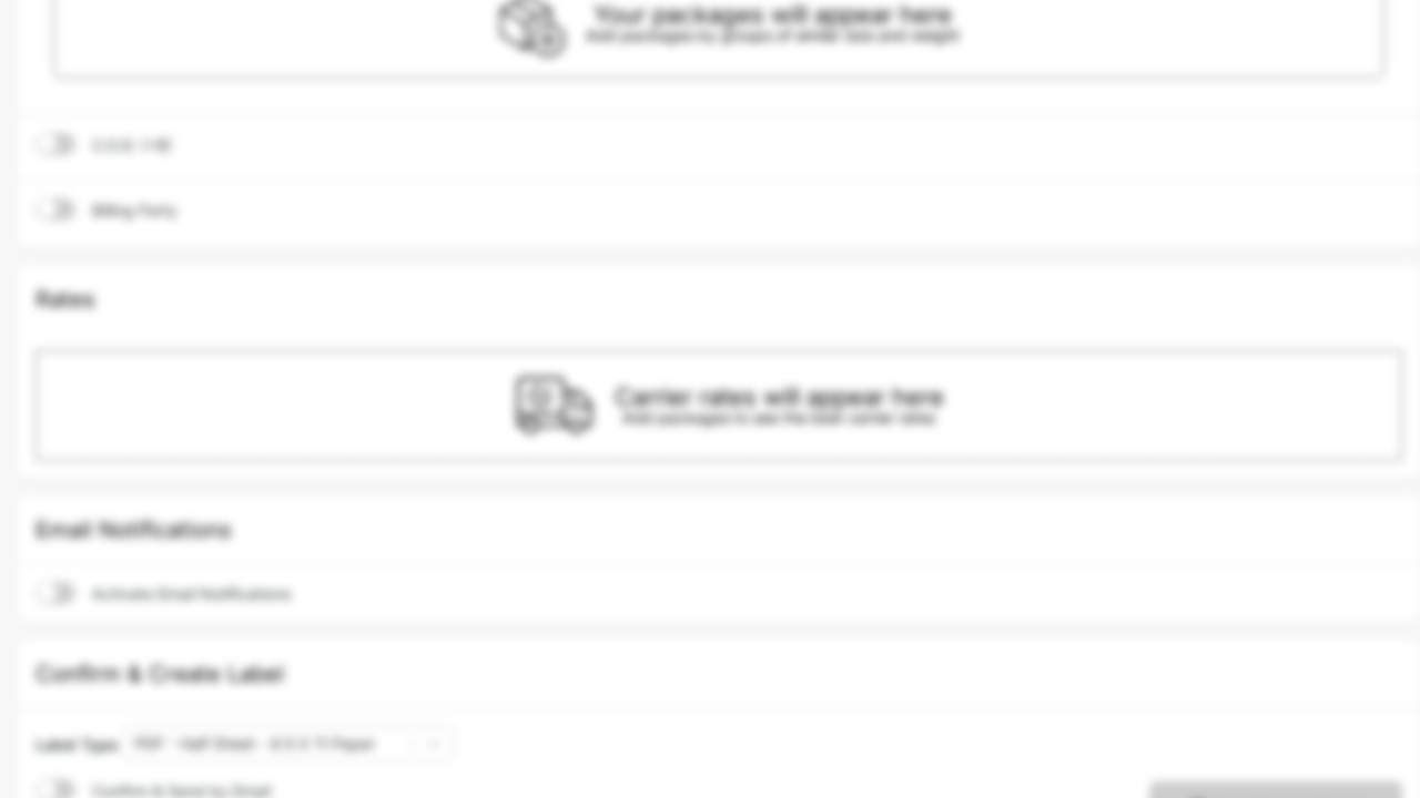 Kadima Label Type dropdown showing available label formats