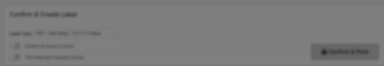 Kadima Confirm and Create Label section with label type and print options